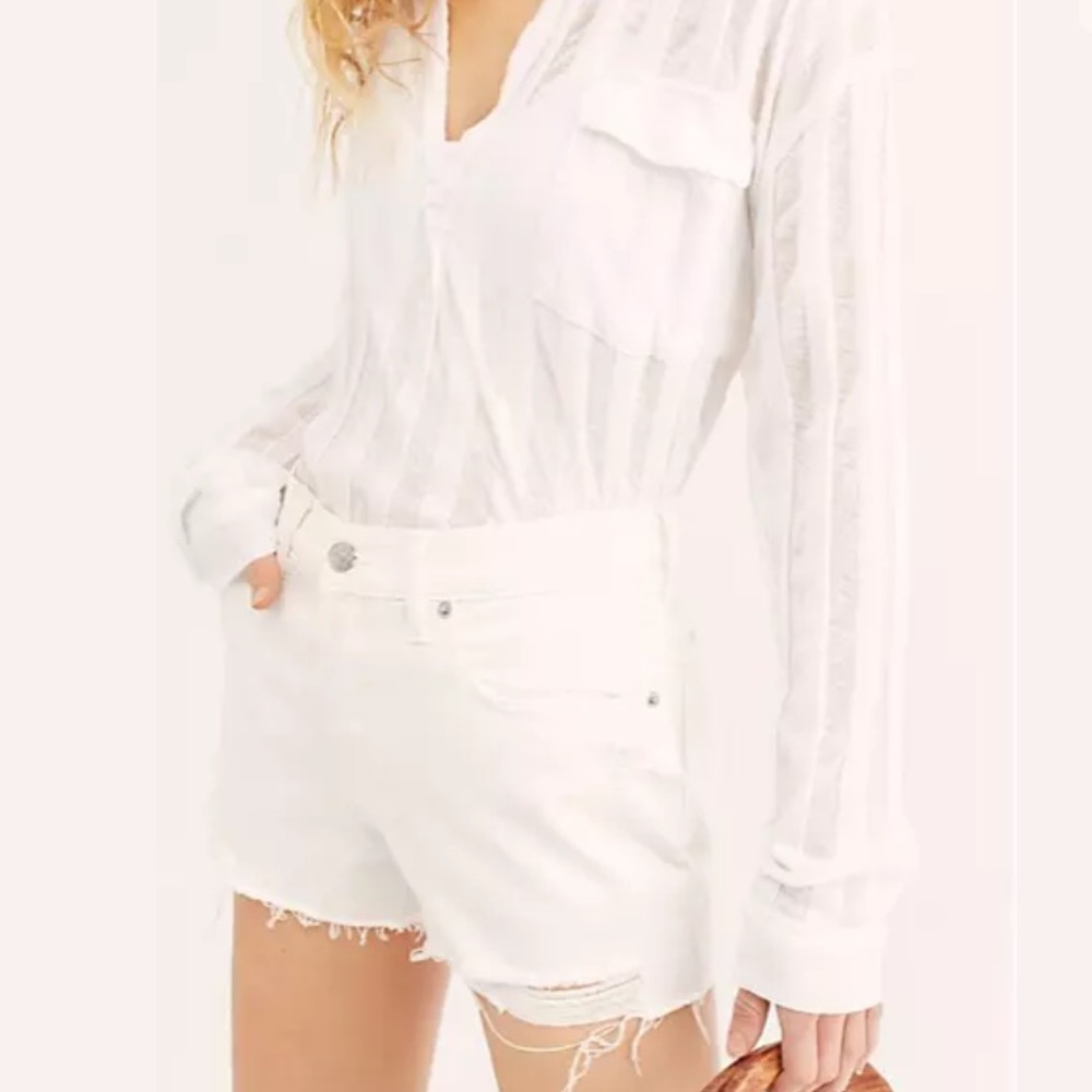 Free People Sophia High Waist White Denim Shorts 30 NWT - Picture 2 of 8